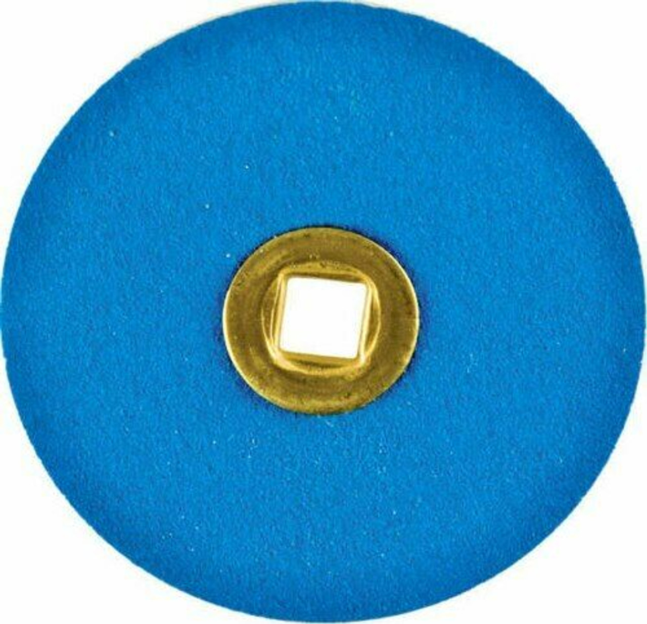 BRASS CENTER BLUE ZIRCONIA DISC 1 1/2"(38mm) FINE grit box of 100 - Click Image to Close