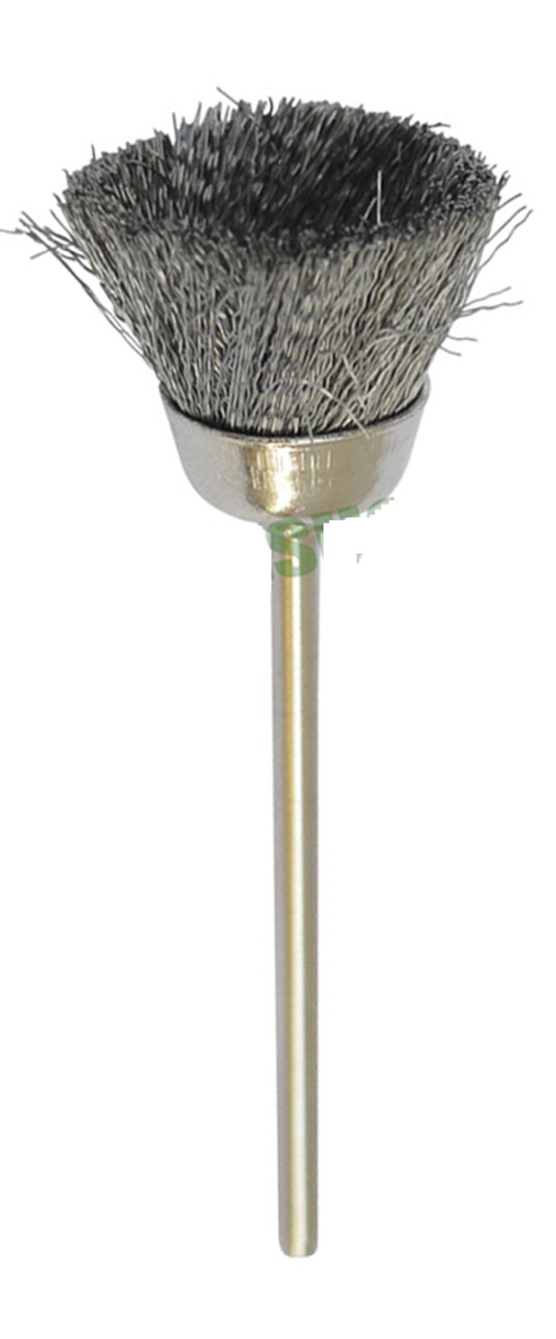 STEEL CUP BRUSHES, MOUNTED on a 3/32\" (2.3mm) mandrel , sold in packs of 12