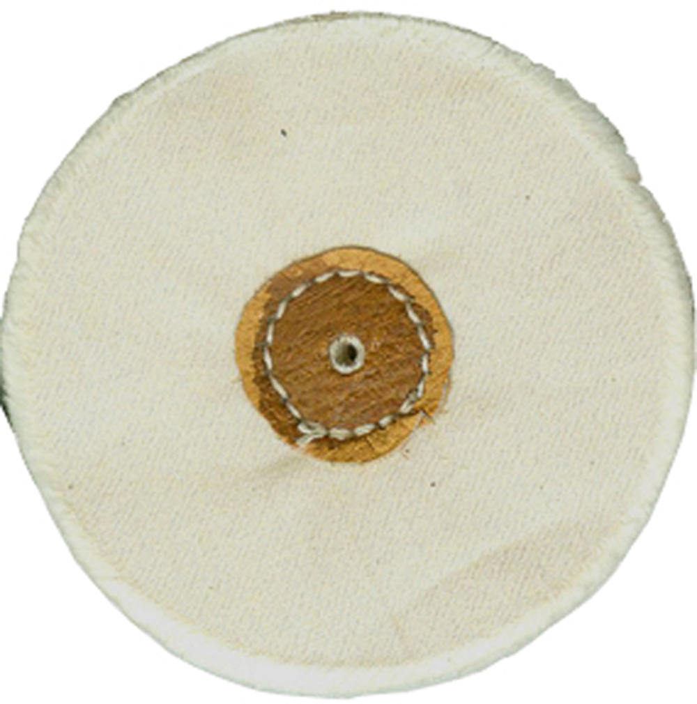 MUSLIN WHEEL BUFF unstitched, leather center 4\"(100mm) 40 ply,
