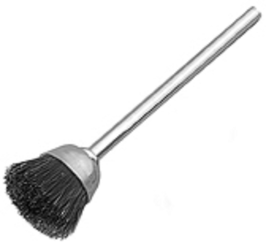 MINIATURE CUP BRUSHES, MOUNTED on a 3/32\" (2.3mm) mandrel , sold in packs of 12