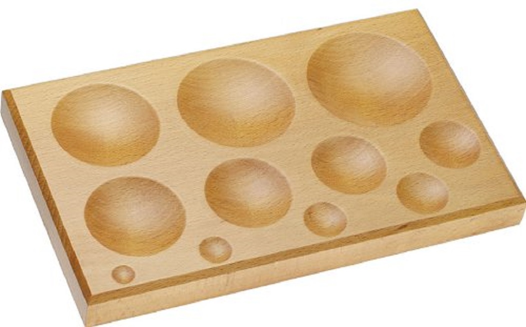 WOODEN BLOCK With 11 ROUND Depressions - Click Image to Close