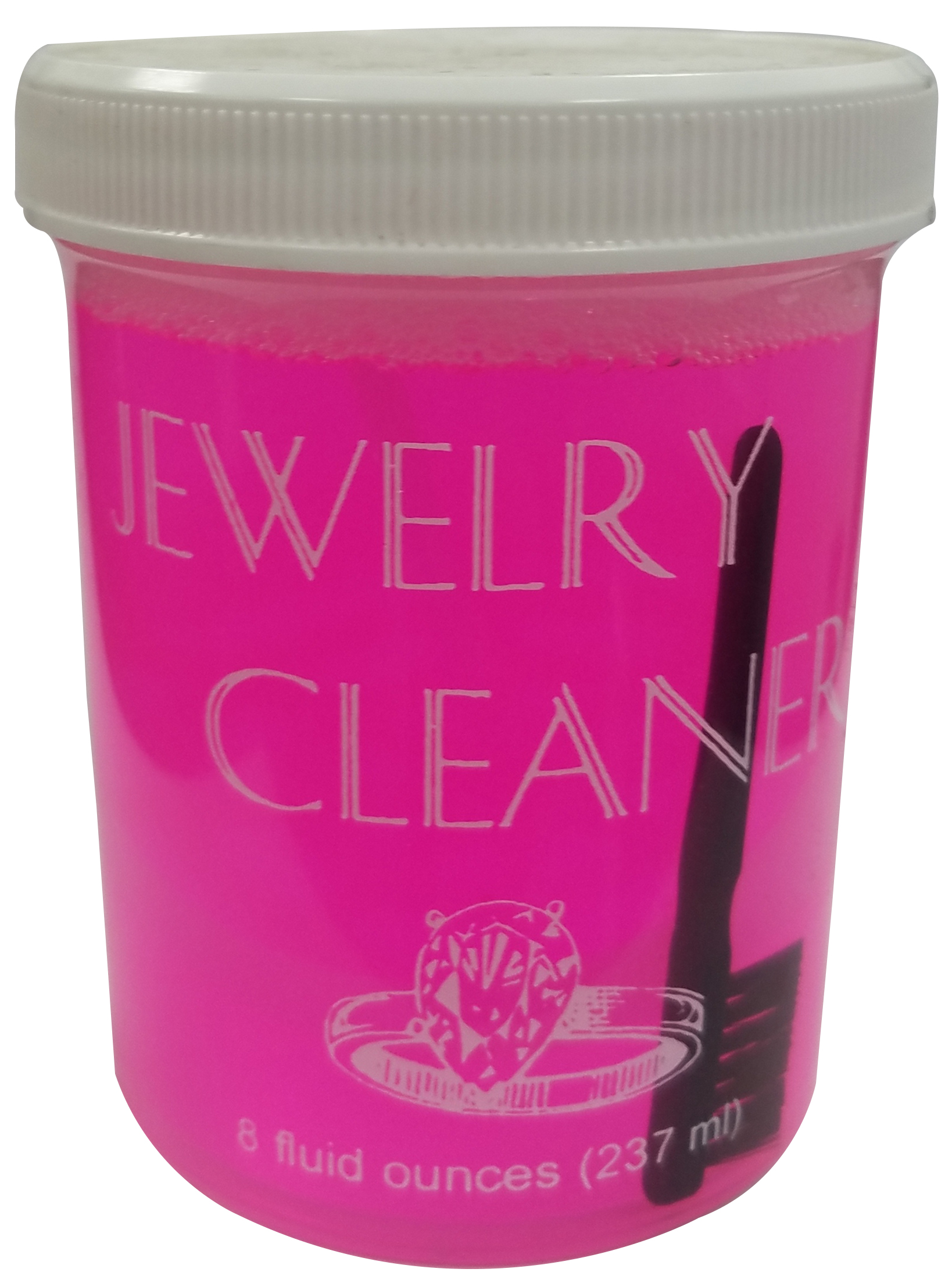 JEWELRY CLEANER/PINK, 8 ounces with basket & brush (Non Ammoniated) - Click Image to Close